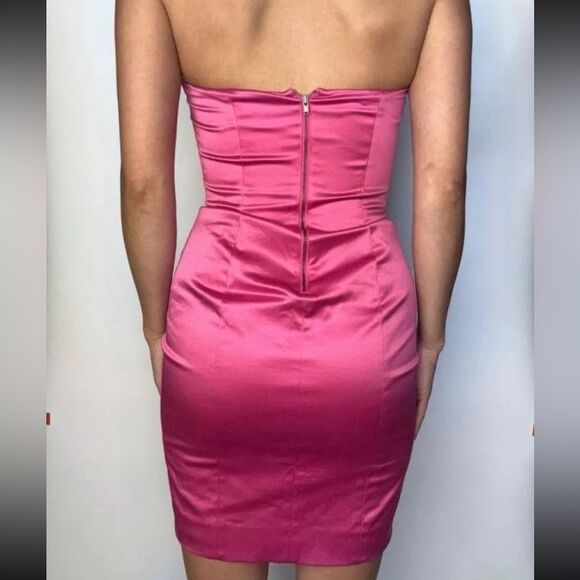 Y2K Vtg Betsey Johnson hot pink satin halter top mini dress 2 women’s - Picture 4 of 13